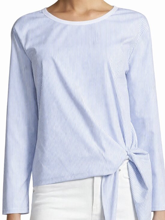 Theory Tops - Theory Serah Stripe Cotton Side Tie Shirt Size S